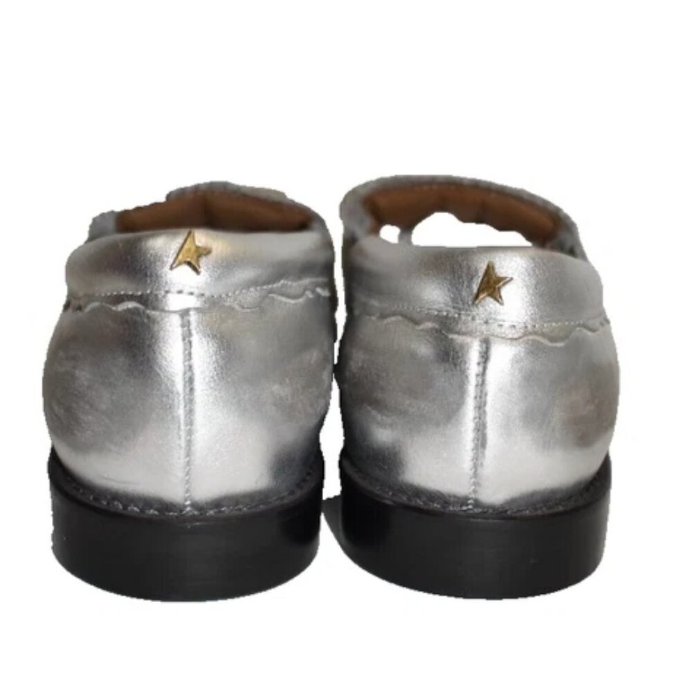 $550 GOLDEN GOOSE Jerry Loafer LEATHER SLIP ON SHOE Argento & Grigio 39 (MG8) - Picture 6 of 9